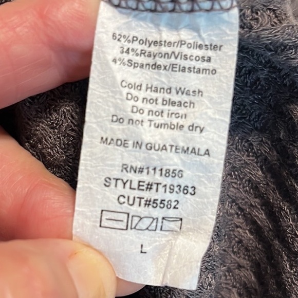 B Original Roomie Oversized Waffle Shirt Brown Comfy Plunge Neck Womens Large - Picture 5 of 9